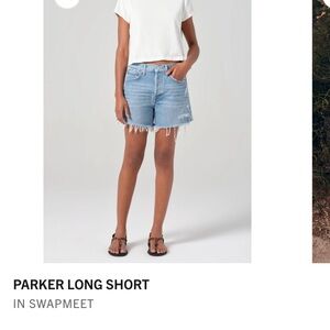 Agolde Parker Long Jean Shorts in Light Blue, “Swapmeet”